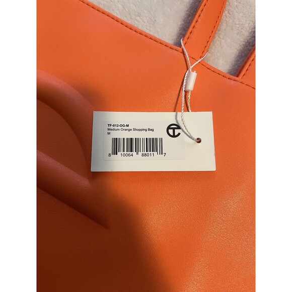 NWT- Telfar Orange Medium Shopping Tote Bag with Embossed Logo Design - Picture 6 of 7